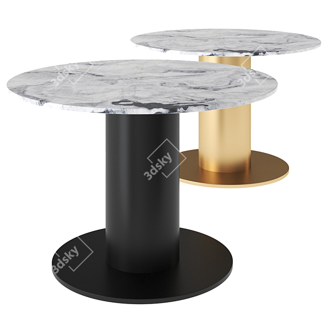 Tom Dixon Tube Wide Dining Table: Black Primavera Marble 3D model image 1