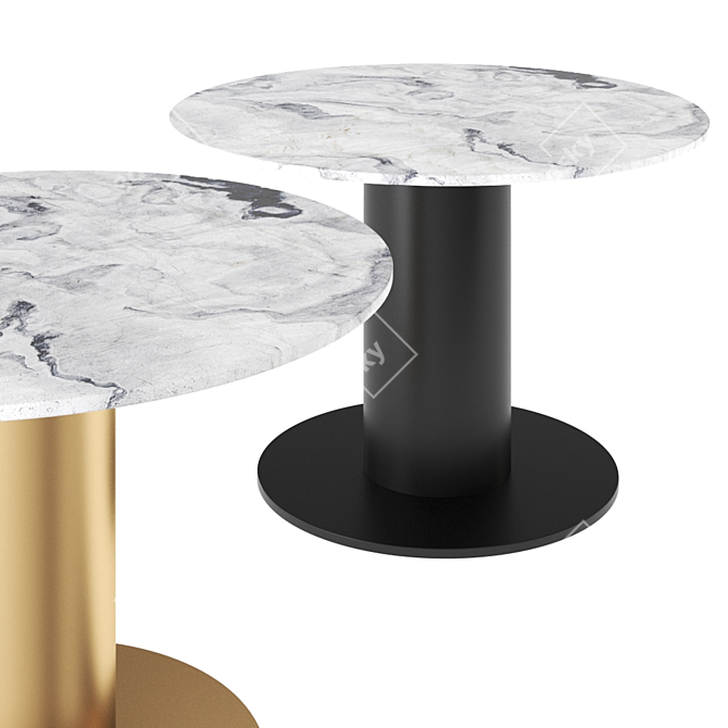 Tom Dixon Tube Wide Dining Table: Black Primavera Marble 3D model image 4