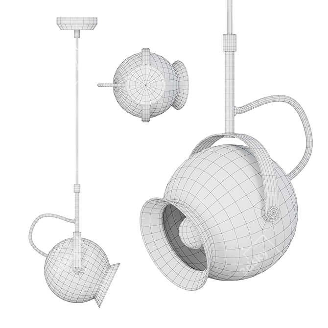 Elegant Glass Pendant Lamp 3D model image 3