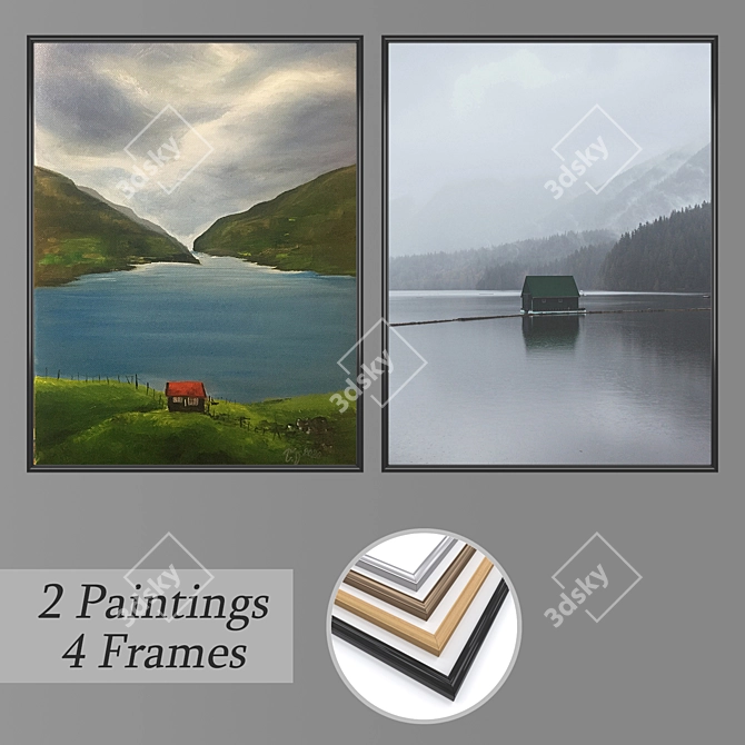 Modern Wall Art Set No 2202 | Varied Frame Options 3D model image 1