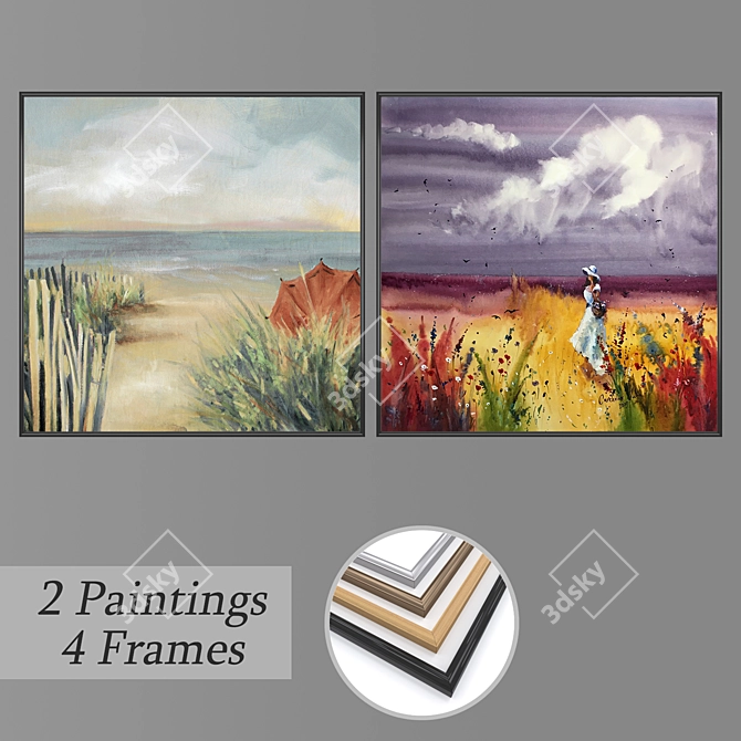 Elegant Wall Art Set 3D model image 1