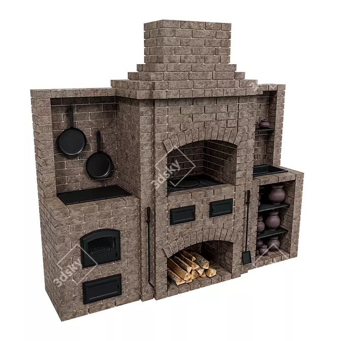 Brick BBQ Oven: Outdoor Visual Delight 3D model image 1