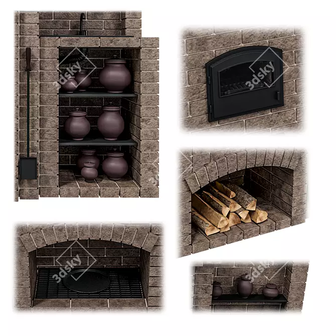 Brick BBQ Oven: Outdoor Visual Delight 3D model image 4