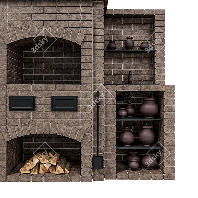 Brick BBQ Oven: Outdoor Visual Delight 3D model image 5