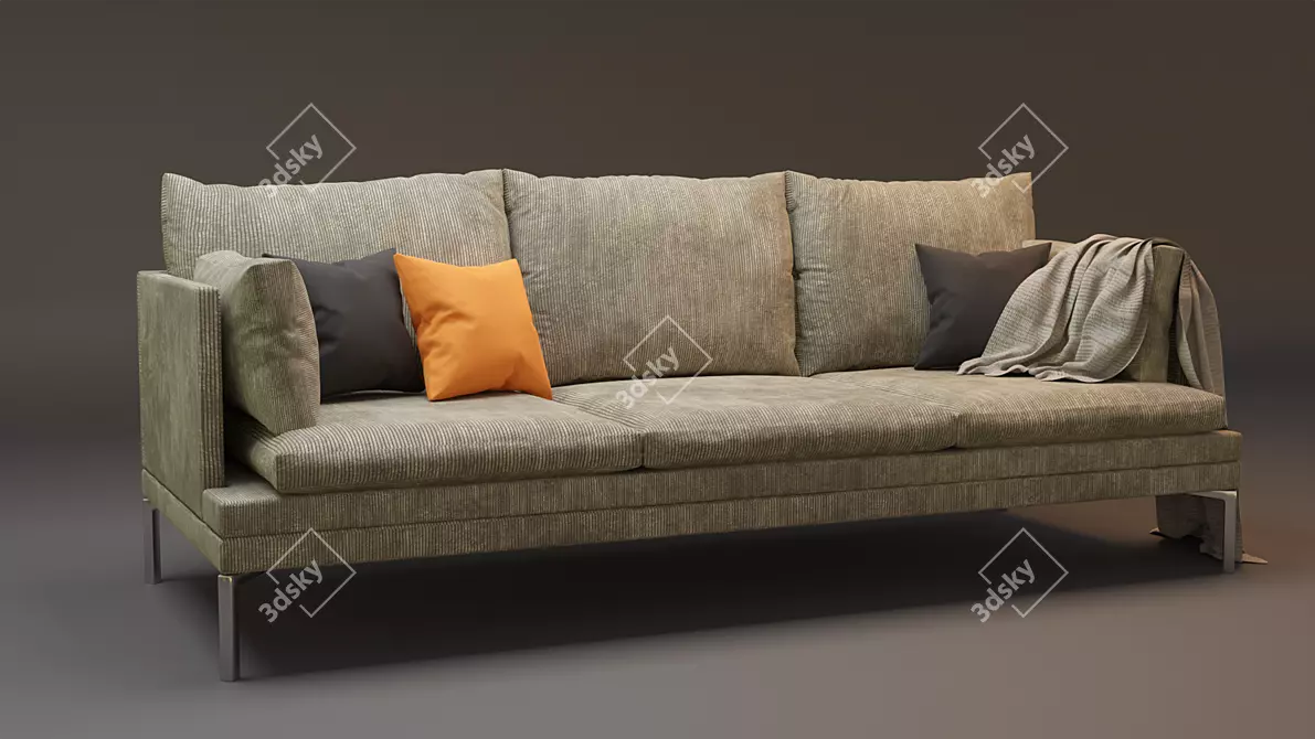 Elegant Grey Sofa: Modern and Minimalistic 3D model image 1