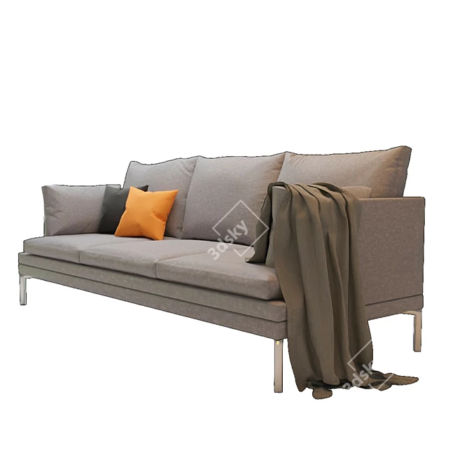 Elegant Grey Sofa: Modern and Minimalistic 3D model image 3