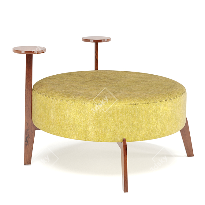 Adjustable Color Round Velvet Pouf 3D model image 4