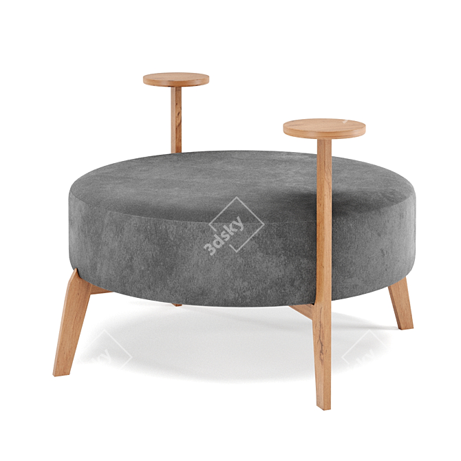 Adjustable Color Round Velvet Pouf 3D model image 5