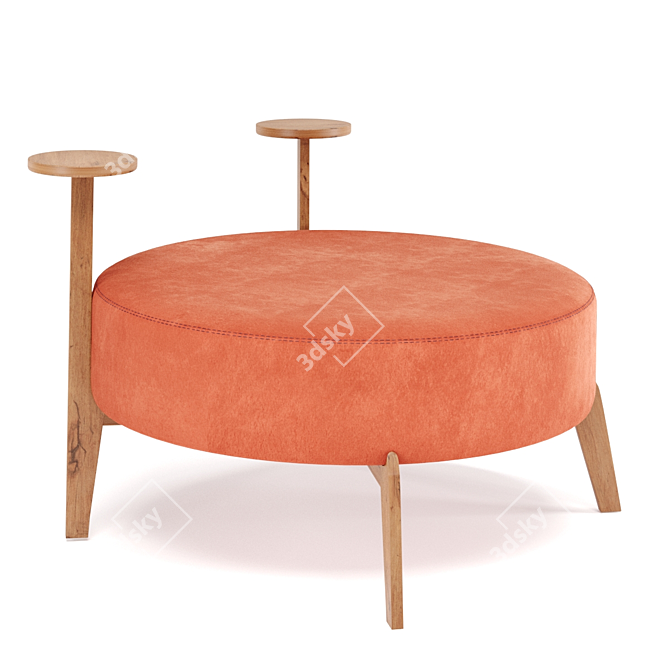 Adjustable Color Round Velvet Pouf 3D model image 8