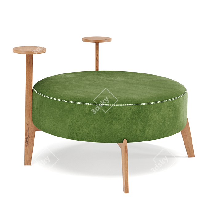 Adjustable Color Round Velvet Pouf 3D model image 9