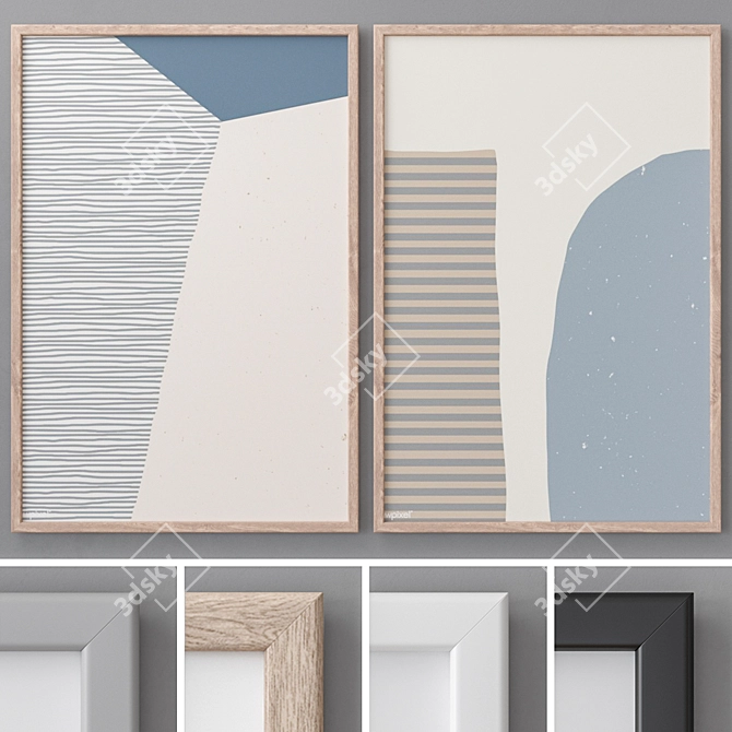 Modern Abstract Paintings Set with Multiple Frame Colors 3D model image 1