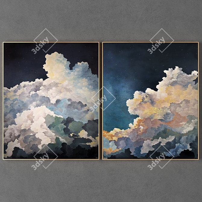 Modern Frames Collection: 2 Texture-rich Painting Frames 3D model image 1