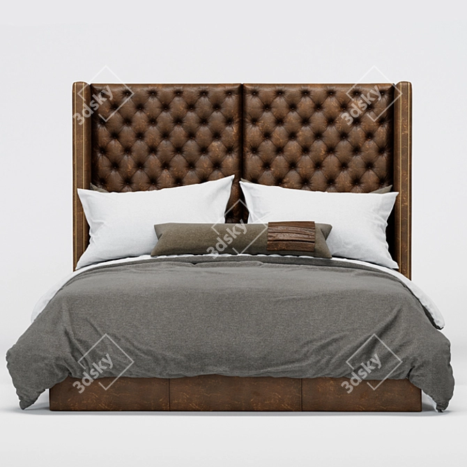 Sleek Leather Memphis Bed 3D model image 1