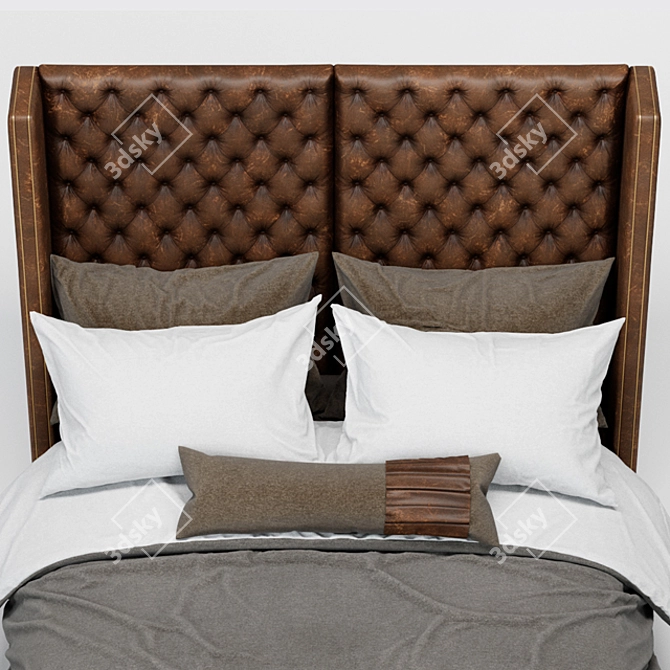 Sleek Leather Memphis Bed 3D model image 3