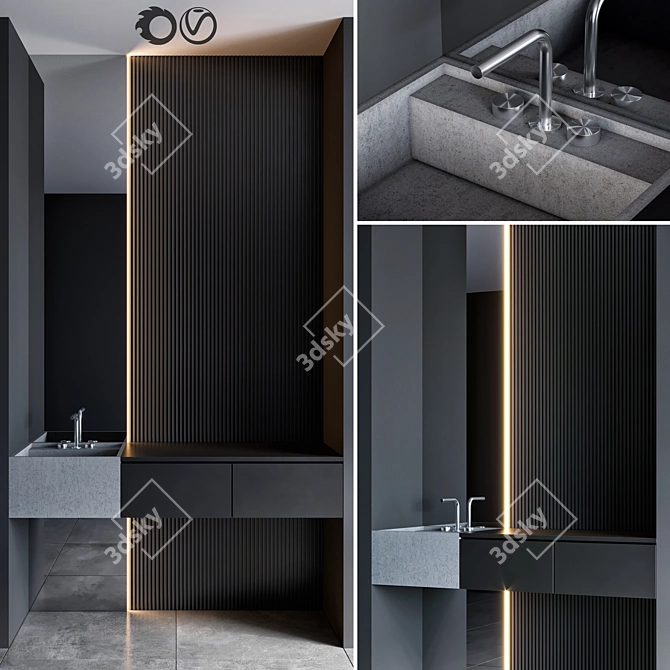 Modern Bathroom Furniture Set 3D model image 1