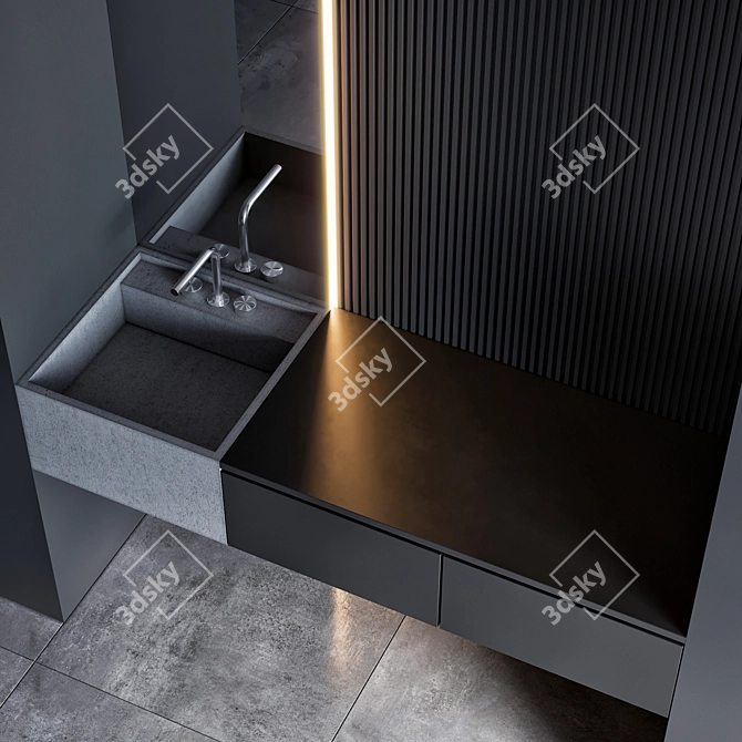 Modern Bathroom Furniture Set 3D model image 3