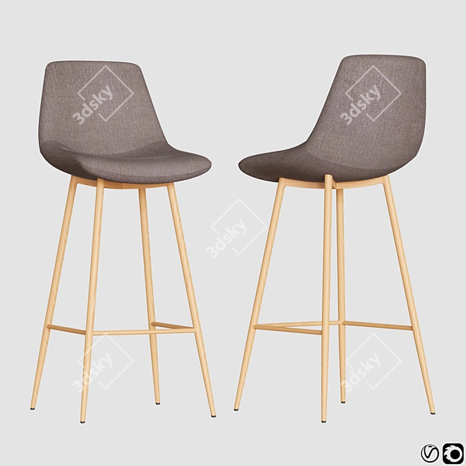 Samba Fabric Bar Stool | Modern Design 3D model image 1