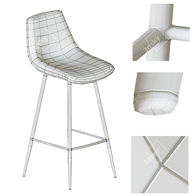 Samba Fabric Bar Stool | Modern Design 3D model image 5