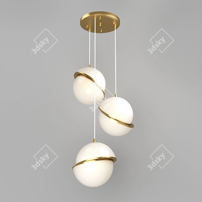 Modern Brass Pendant Light with Acrylic Shades 3D model image 1