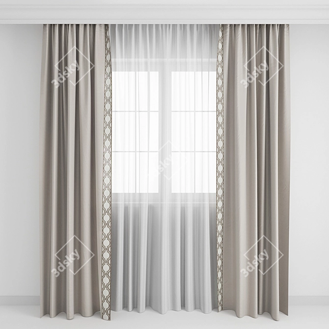 Elegant Border Curtains 3D model image 1