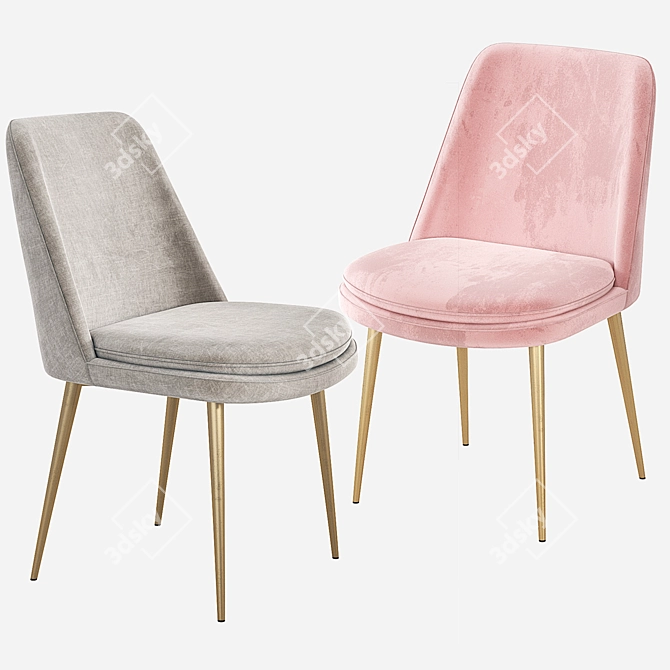 West Elm Finley Upholstered Dining Chair | Sleek Velvet Design 3D model image 3