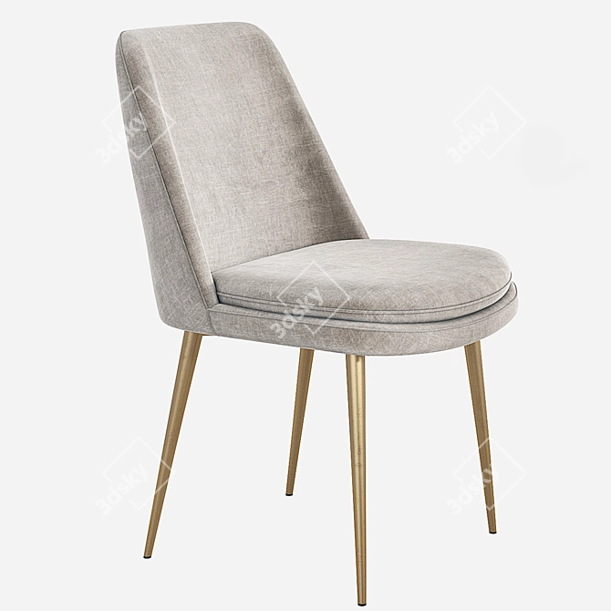 West Elm Finley Upholstered Dining Chair | Sleek Velvet Design 3D model image 4