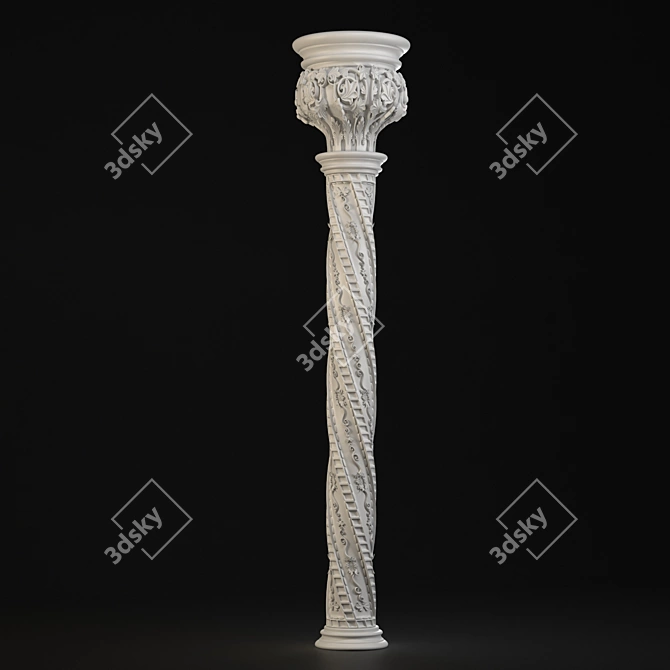 Carved Plaster Column: 3D Model 3D model image 4