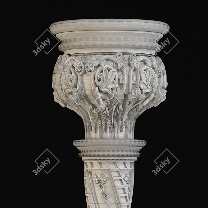 Carved Plaster Column: 3D Model 3D model image 5