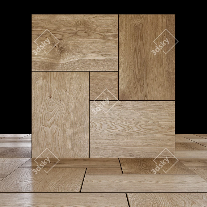 Modern Wooden Wall Decor 50x50cm 3D model image 3