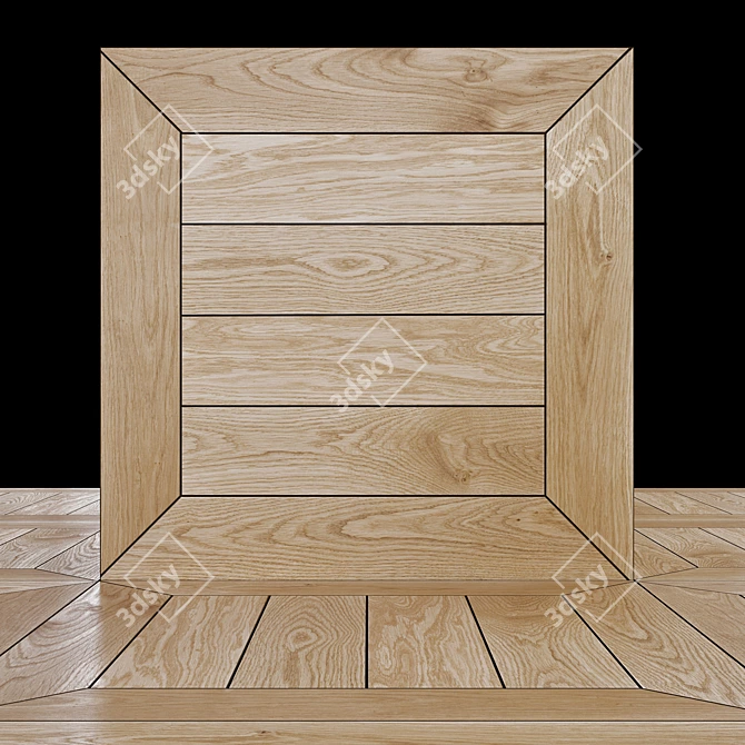 Modern Wooden Wall Decor 50x50cm 3D model image 4