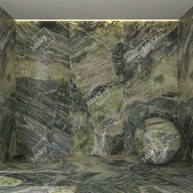Alga Green Marble Tile, Versatile Layout, 3D File Included 3D model image 1