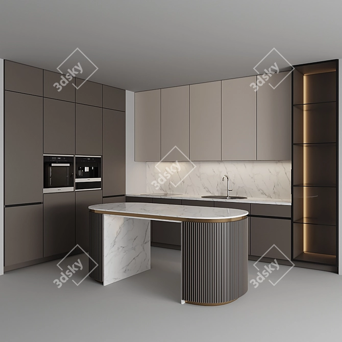 Modern Kitchen 3D Model 3D model image 1