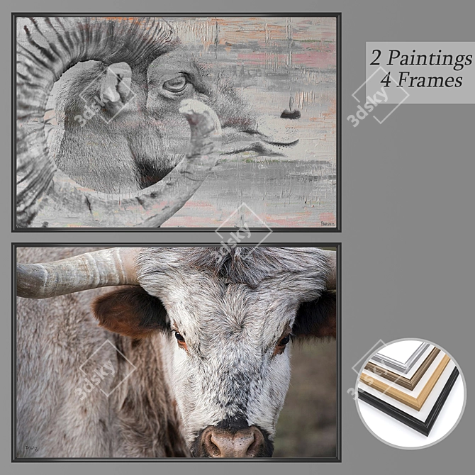 Elegant Wall Art Set with Multiple Frame Options 3D model image 1