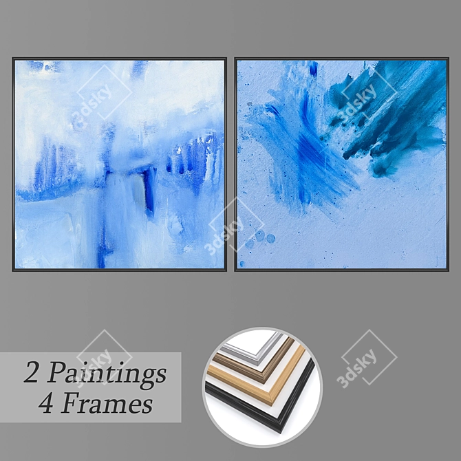 Multiframe Wall Paintings Set 3D model image 1