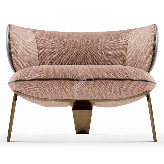 VEGA Fabric and Leather Armchair 3D model image 2