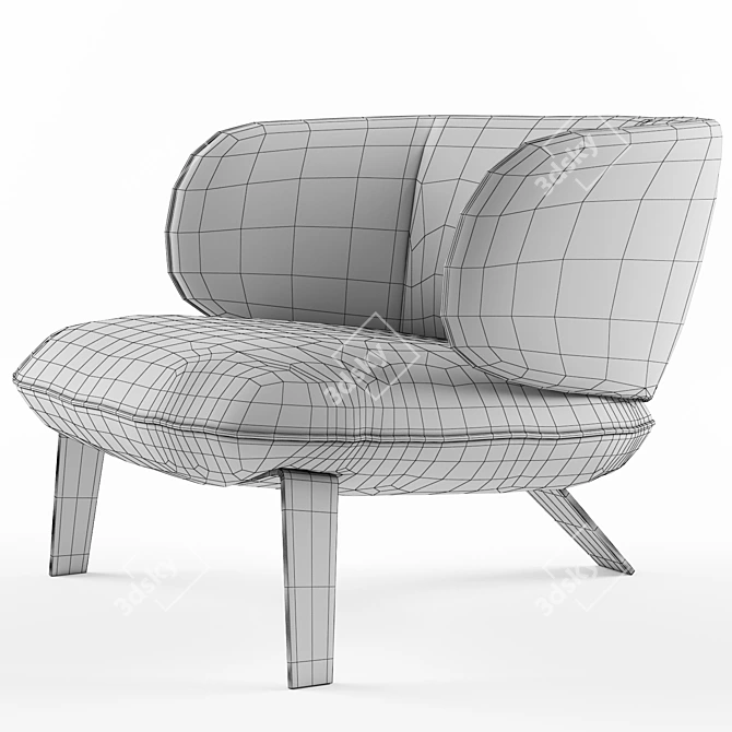 VEGA Fabric and Leather Armchair 3D model image 5