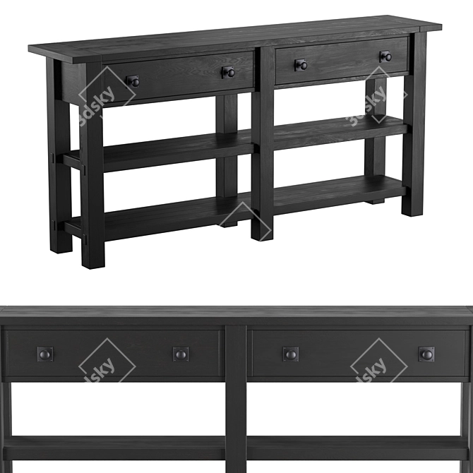 Rustic Benchwright Console Table 3D model image 1
