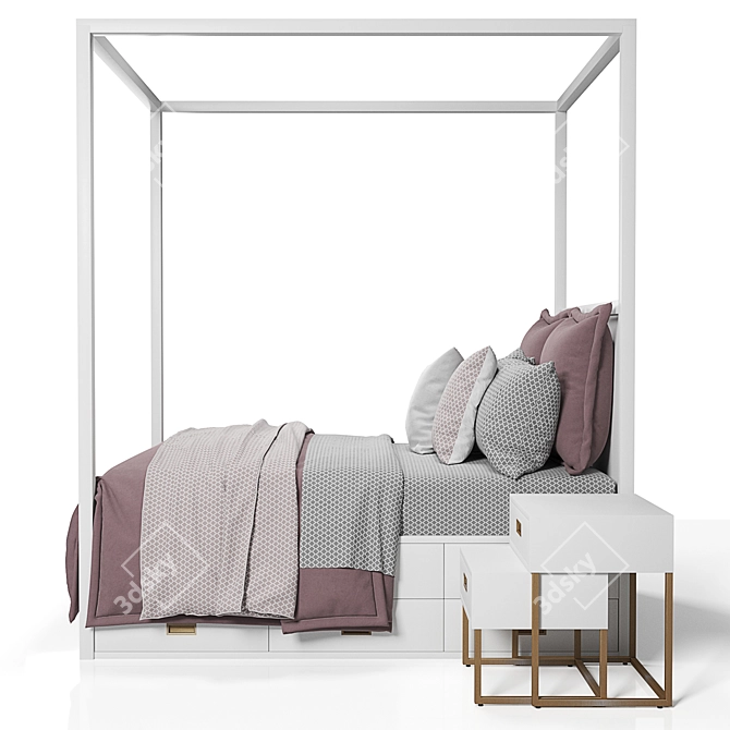 Elegant Avalon Storage Canopy Bed 3D model image 2