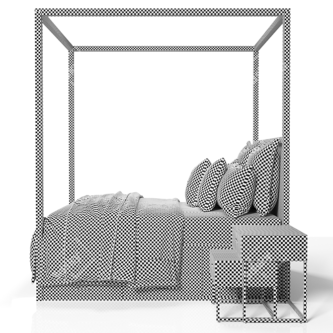 Elegant Avalon Storage Canopy Bed 3D model image 4