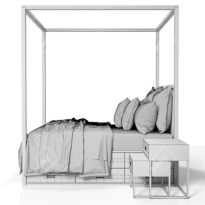 Elegant Avalon Storage Canopy Bed 3D model image 5
