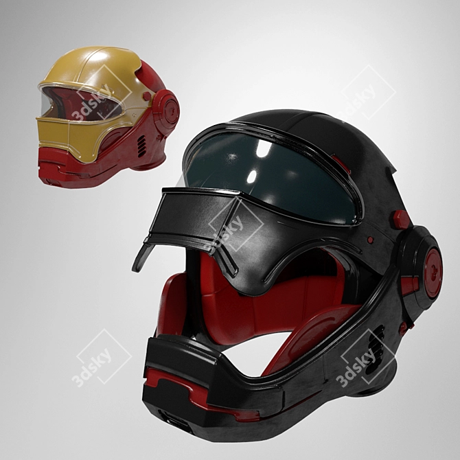 Iron Hero Motorcycle Helmet 3D model image 1