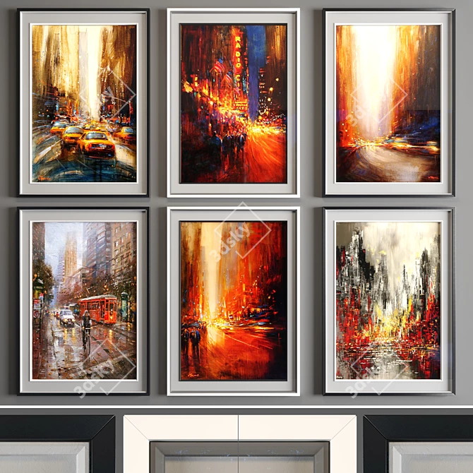 Title: Modern Traffic Art Frame | 6 Frames - 2 Colors - 50x70cm 3D model image 1