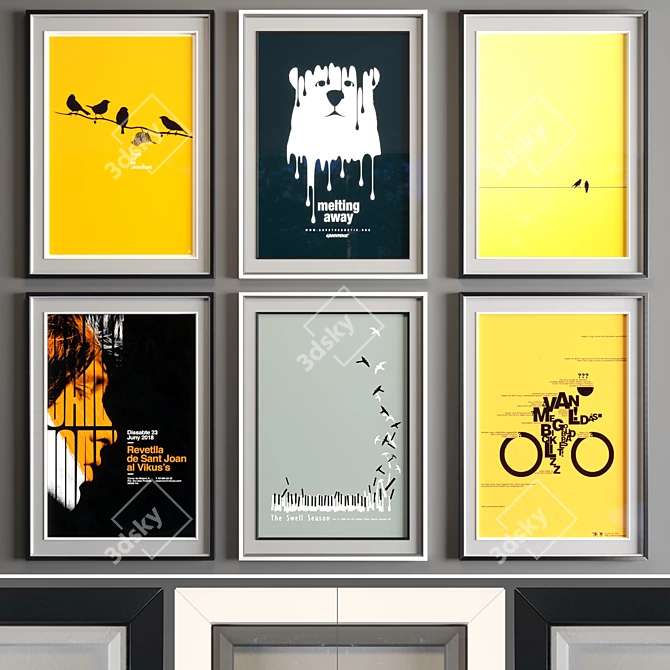 Contemporary Art Frame - White and Black. 6 Frames. 50x70cm. 3D model image 1