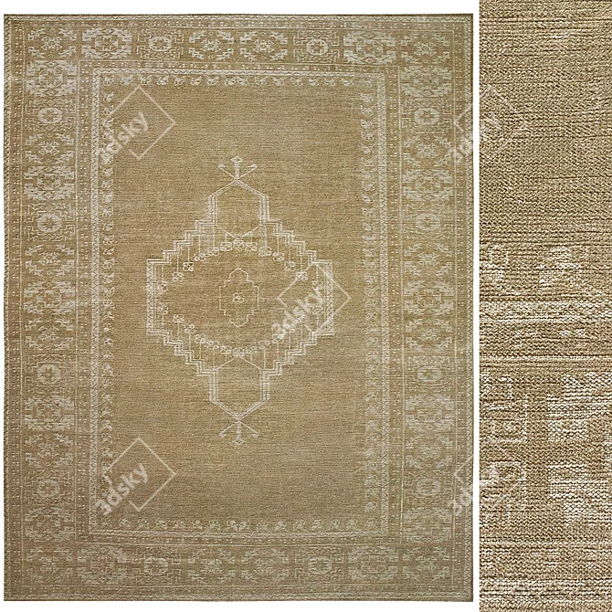 Hand-Knotted Wool Rug 3D model image 1
