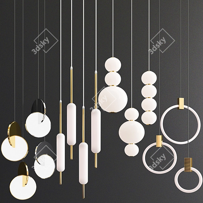 Elegant Pendant Lighting Set 3D model image 1