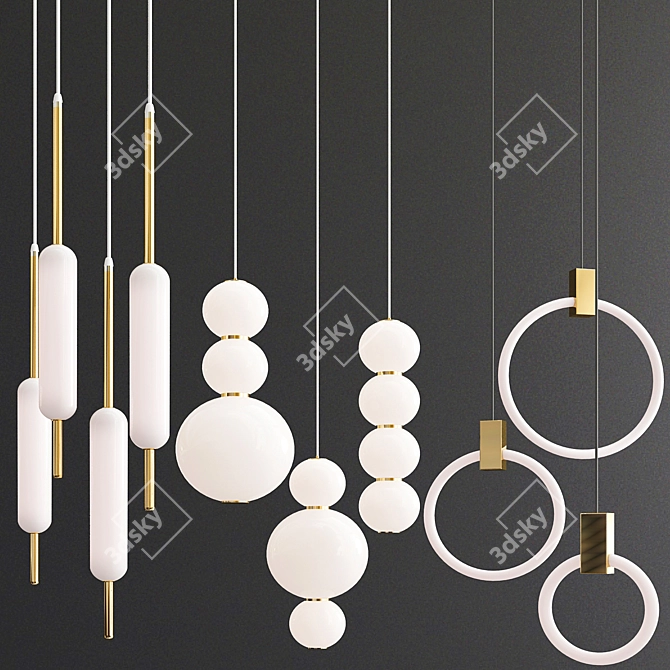 Elegant Pendant Lighting Set 3D model image 3