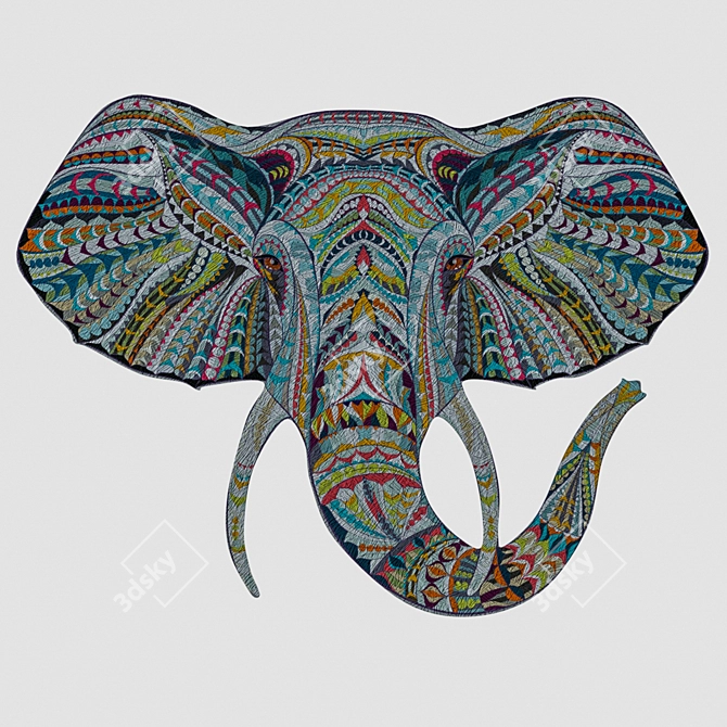 Etno Elephant Tree Art: Vibrant African Symbol 3D model image 2