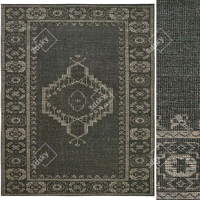 Luxury Hand-Knotted Wool Rug 3D model image 1