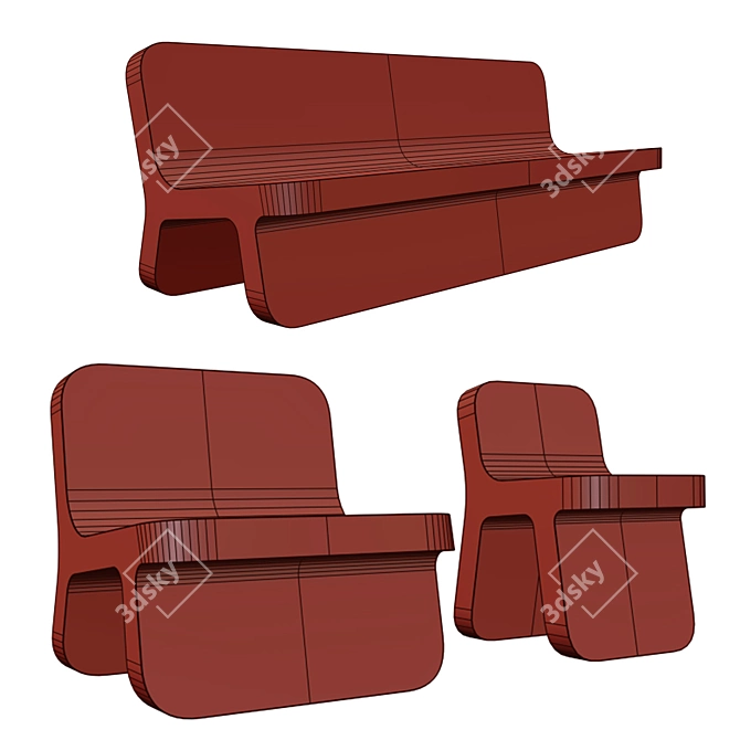 TORCELLO | Stylish Cimento Bench 3D model image 2