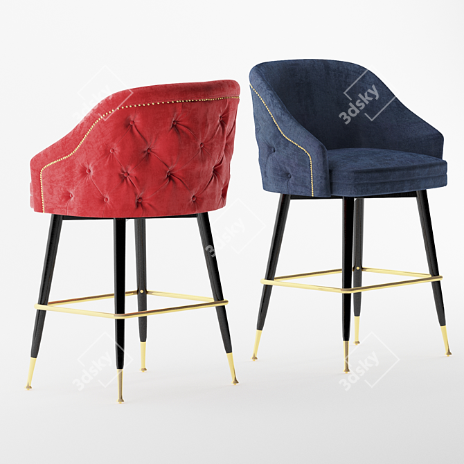 Elegant Tufted Bar Stool 3D model image 4